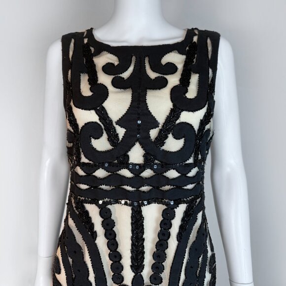 Art Deco inspired beaded black and ivory sheath dress - Picture 3 of 6